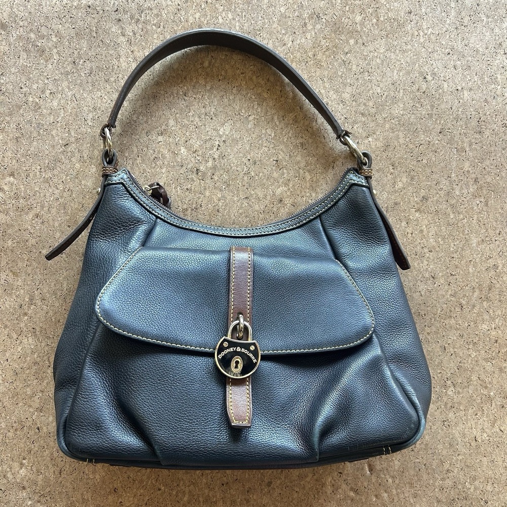 Dooney & Bourke Samba Denim Blue Leather Large Hobo Shoulder Bag Lock Pocket COA